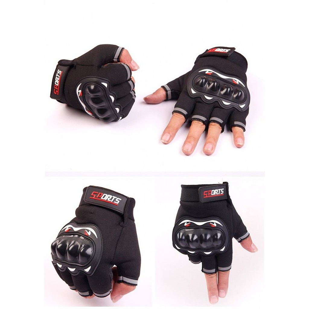 Găng Tay Sports phươt, tập gym, thể thao đa năng Dành Cho Phượt Thủ (Hở Ngón) - Đen