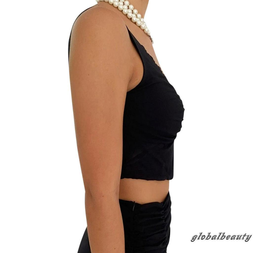 Áo Lửng Không Tay Viền Ren Thời Trang Quyến Rũ Cho Nữ