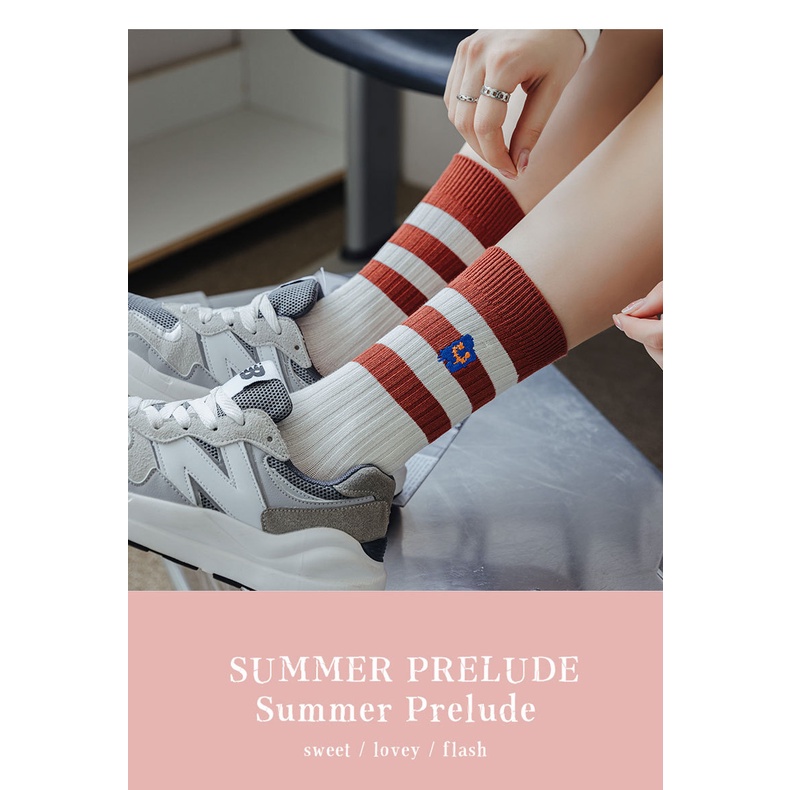 Vớ tất unisex cổ cao chất xịn sọc màu xanh đỏ đô giữa bắp chân