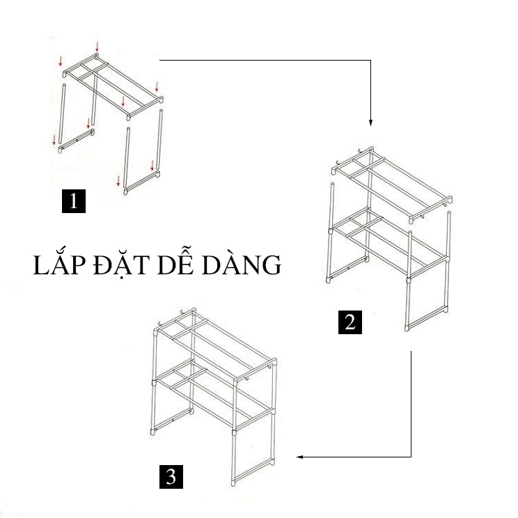 Kệ để đồ nhà bếp - Kệ để đồ 2 tầng đa năng TELESCOPIC chiều dài điều chỉnh linh hoạt (K2T)