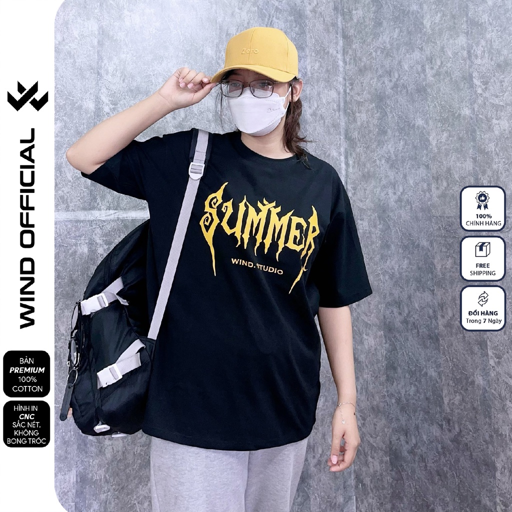 Áo thun tay lỡ form rộng WIND phông unisex 65% cotton Summer nam nữ oversize ulzzang