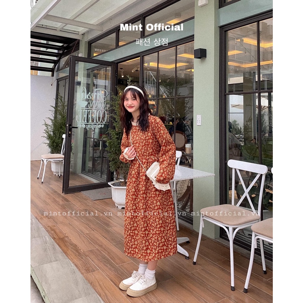 Váy hoa vintage phối ren