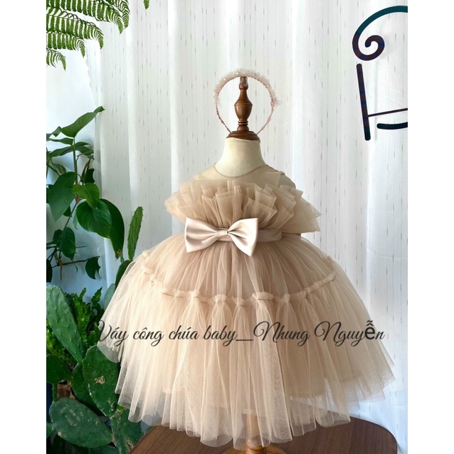 Váy công chúa baby Nhung Nguyễn mèo xanh bơ cf