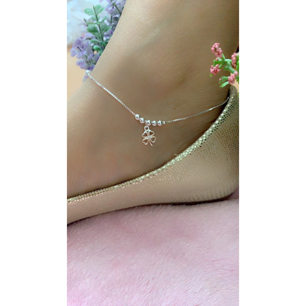 Lắc chân bạc Ý 925 Bạc Xinh Huệ Ngân - Cỏ bốn lá may mắn RYBJ50063 | BigBuy360 - bigbuy360.vn