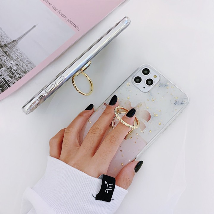 [Có Đỡ Lưng] Ốp Lưng iPhone 7/8/7Plus/8Plus/X/XS/XSMAX/11/11Pro/11ProMax Giả Đá Cẩm Thạch Họa Tiết Lá Cây - Mã TZAC269