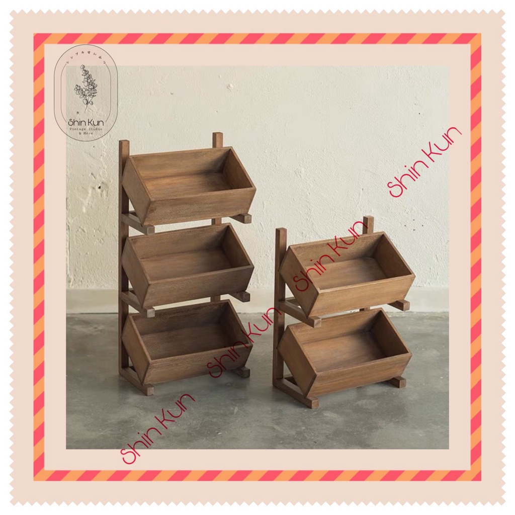 Kệ Gỗ Để Đồ Nhà Bếp Hoặc Decor Đựng Đồ Phòng Khách Kiểu Vintage Retro Bắc Âu SS13