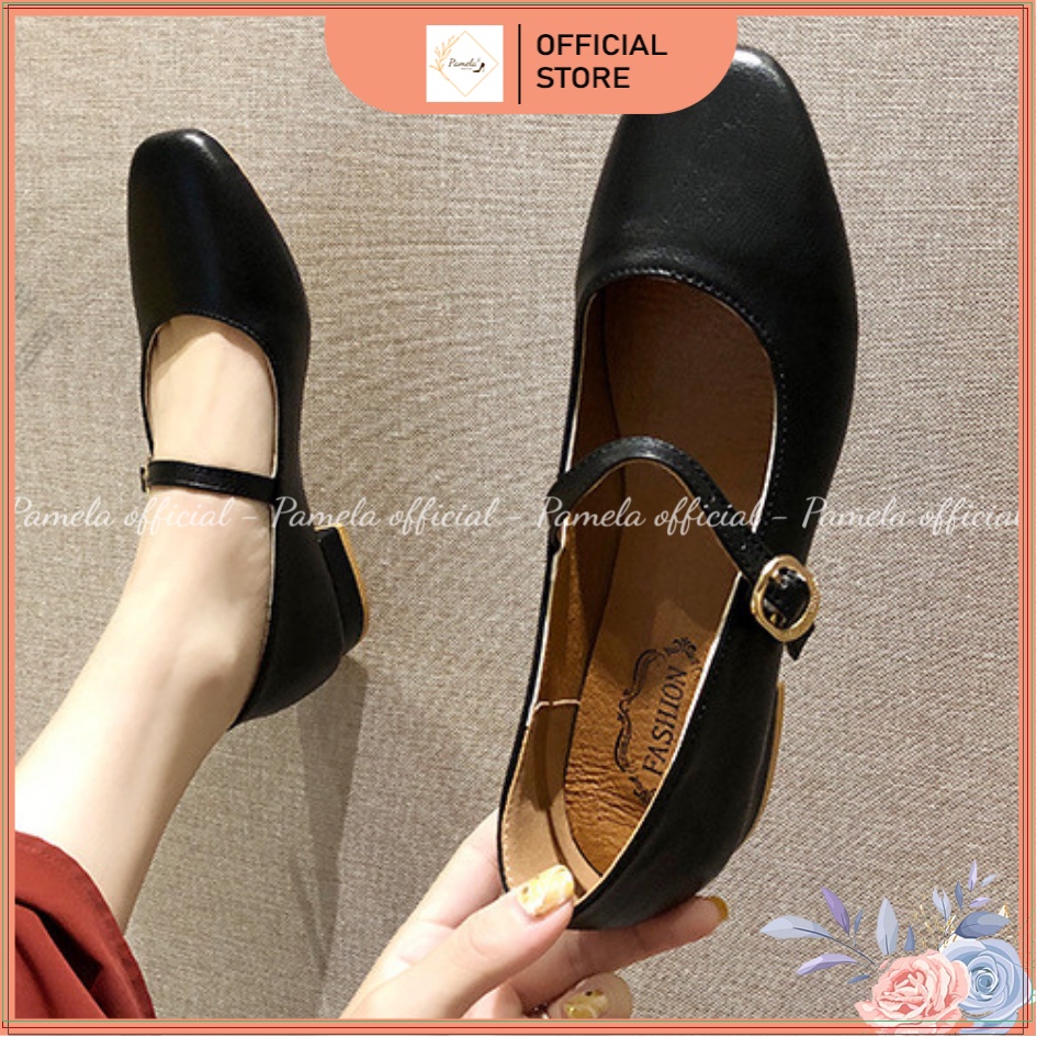 PAMELA - Giày Búp Bê Quai Ngang Mũi Vuông Công Chúa Vintage  - Gi01