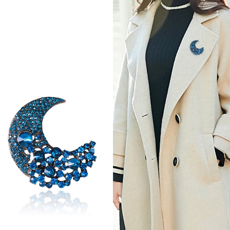 Trâm Cài Áo Hình Mặt Trăng Đính Đá Thời Trang