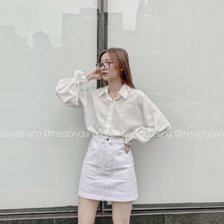Áo sơ mi nữ cột nơ cổ, tay áo rút dây [STORY] A1247 (ảnh thật)