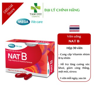 Viên uống NAT B - Mega We Care [Hộp 30 viên] - Bổ sung Vitamin B, giảm stress, căng thẳng, mệt mỏi [natb]