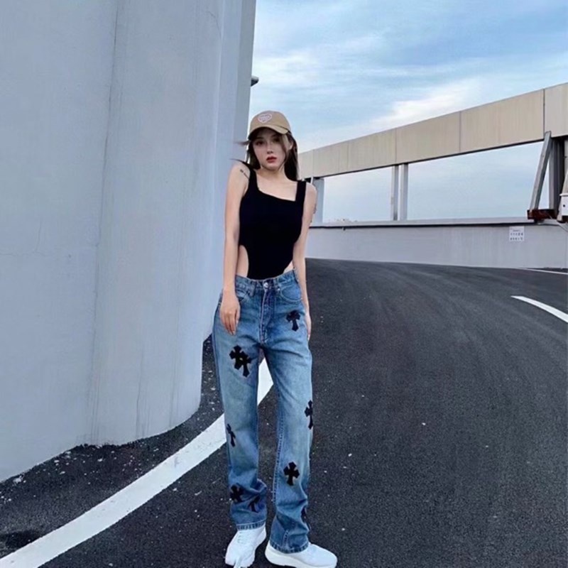 Quần Jean Dài Dáng Ôm Màu Xanh Dương Đen 21s Thời Trang Thu Đông Cho Nam Và Nữ