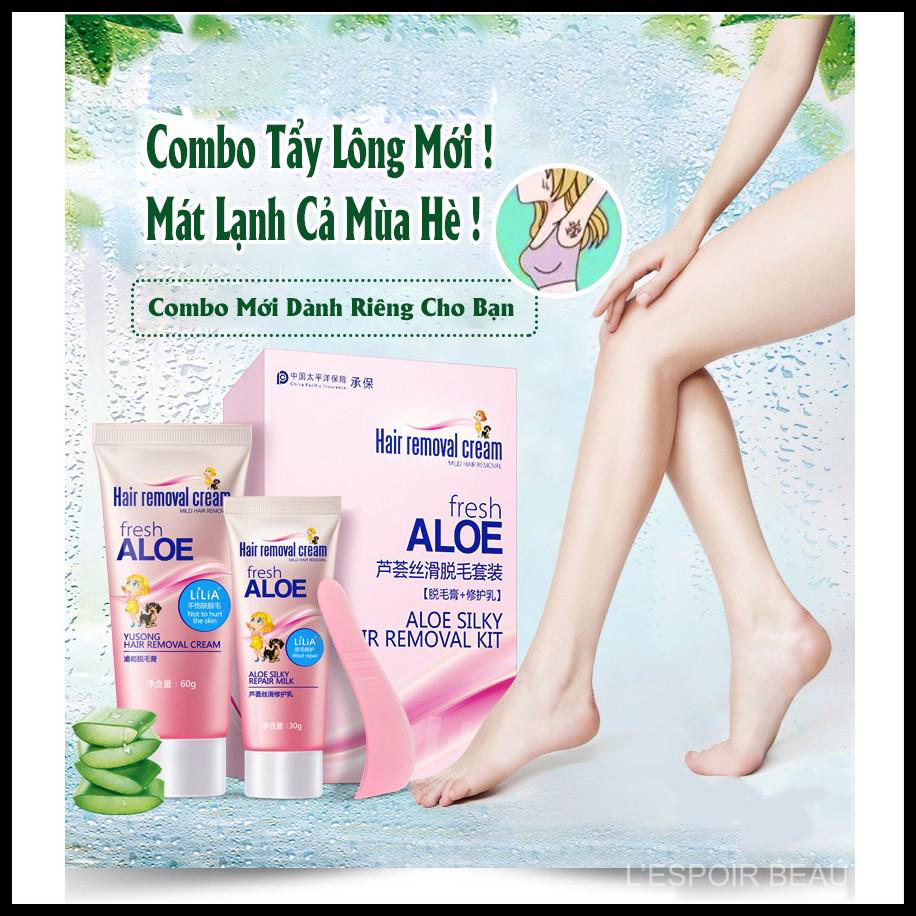 [Hàng Có Sẵn] LiLiA Combo Tẩy Lông Bộ 2 Chai kem dưỡng da body và kem triệt lông tẩy lông an toàn hiệu quả 60g