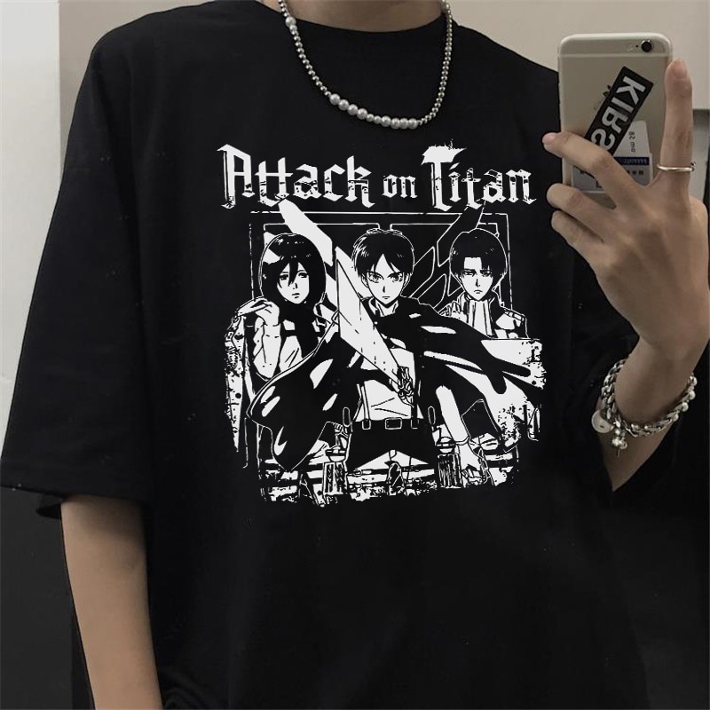 Áo Attack On Titan hoạt hình áo thun anime Nhật Bản ngắn tay đường phố