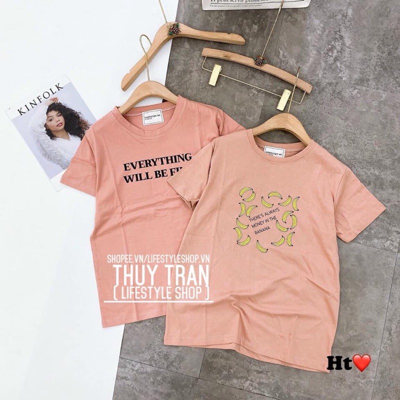 👚Áo thun Thailand hoạ tiết basic màu hồng