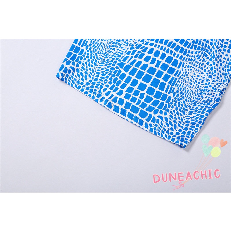 DUNEA Đầm Dài Tay Cổ Vuông In Họa Tiết Xinh Xắn Dành Cho Nữ