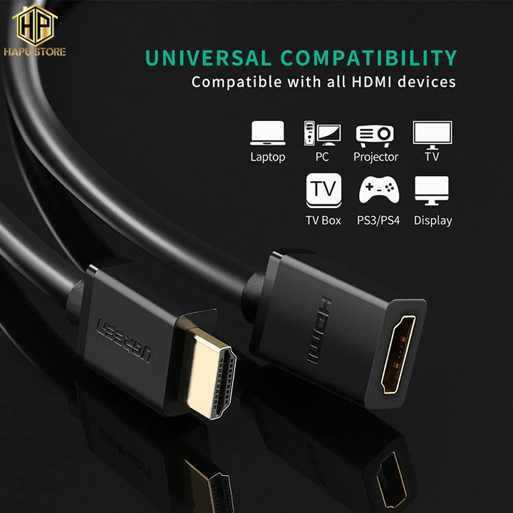 Cáp HDMI nối dài 0.5m Ugreen 10140 màu đen chính hãng