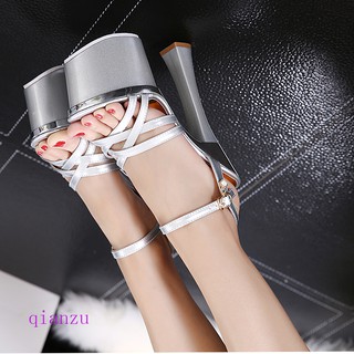CG197 Giày cao gót đế vuông 18cm,dây đan chéo