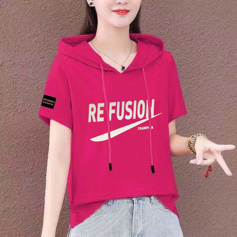 Áo Hoodie ngắn tay 100% cotton phong cách Hàn Quốc cho nữ | BigBuy360 - bigbuy360.vn