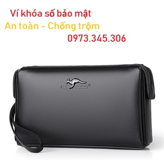 Ví cầm tay, cắp nách DA BÒ cao cấp khóa số bảo mật an toàn SAOQIDAISHU Da bò thật chất da mềm mịn sang trọng đẳng cấp