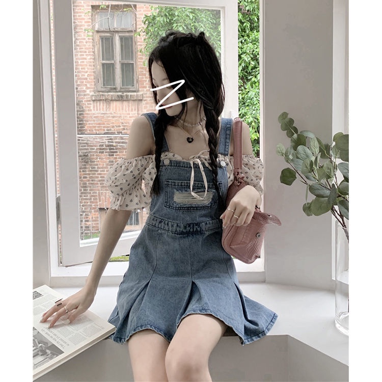 Đầm Yếm Denim Mỏng Dáng Ôm Xếp Ly Cỡ Lớn Thời Trang Mùa Hè Xinh Xắn Cho Nữ