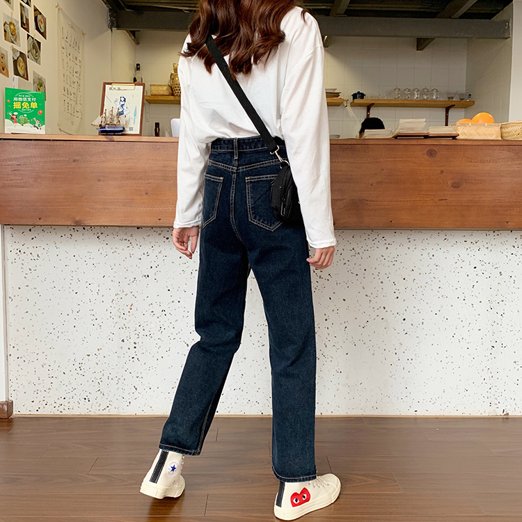 Quần Jean Eo Cao Màu Trơn Thoải Mái 38947