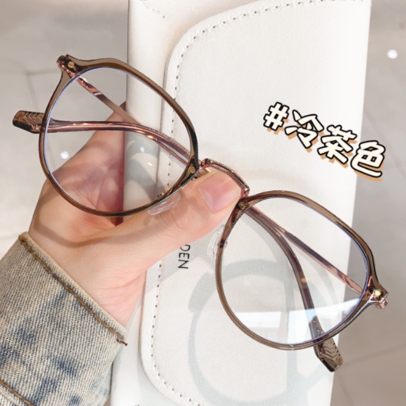 (KIQI-FASHION) COD Mắt Kính Gọng Tròn Bằng Kim Loại Chống Ánh Sáng Xanh Chống Bức Xạ Thời Trang Chất Lượng Cao Cho Nữ