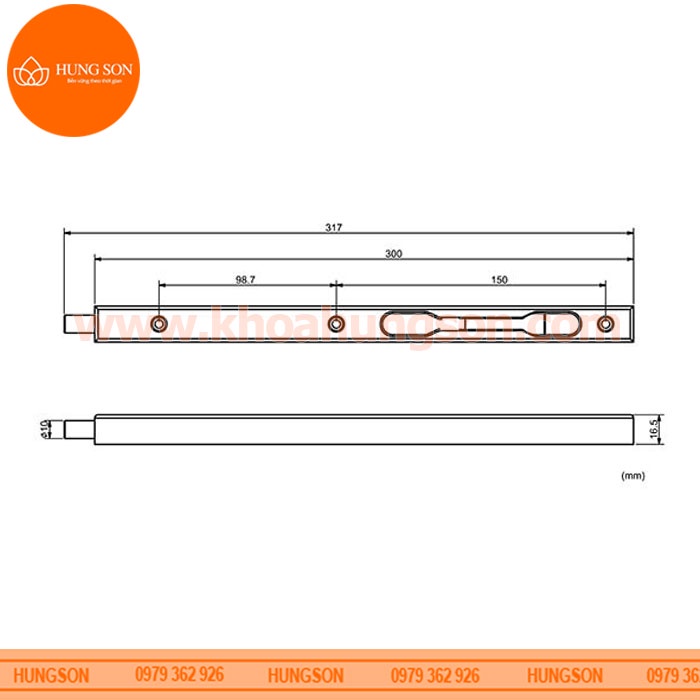 CHỐT ÂM CỬA GỖ INOX SUS 304 HUY HOÀNG 300MM