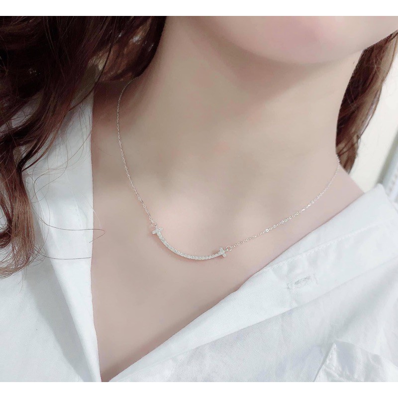 Dây chuyền nụ cười (smile) đính đá chuẩn bạc ta - Vòng cổ nụ cười bạc ta - Hot - Trang Sức Bạc 9999
