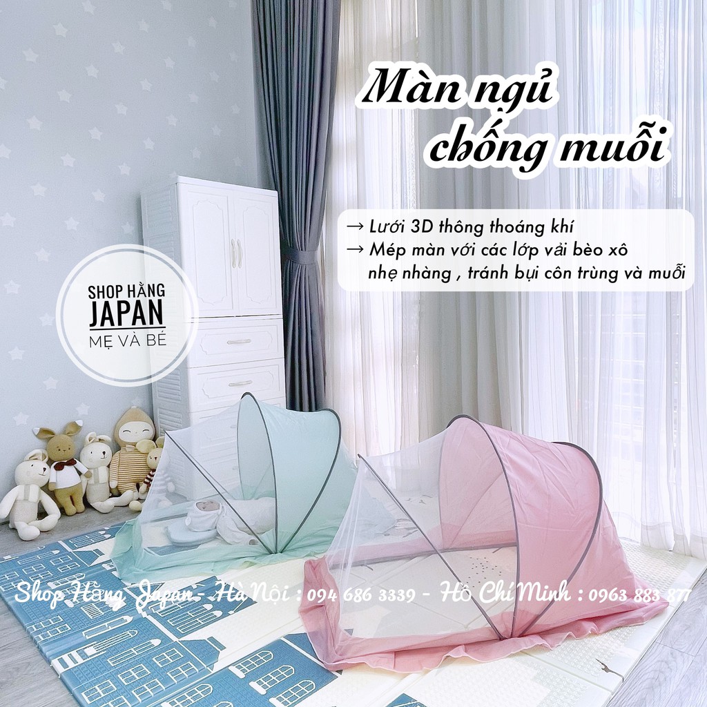 Màn chụp chống muỗi lưới 3D thoáng khí cho bé gấp gọn thế hệ mới có họa tiết kịch thước 65*128*70 cm