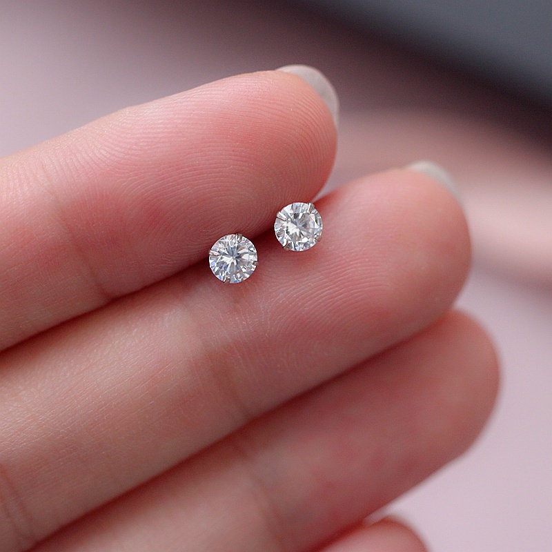 Đôi bông tai đính đá zircon đơn giản tinh tế