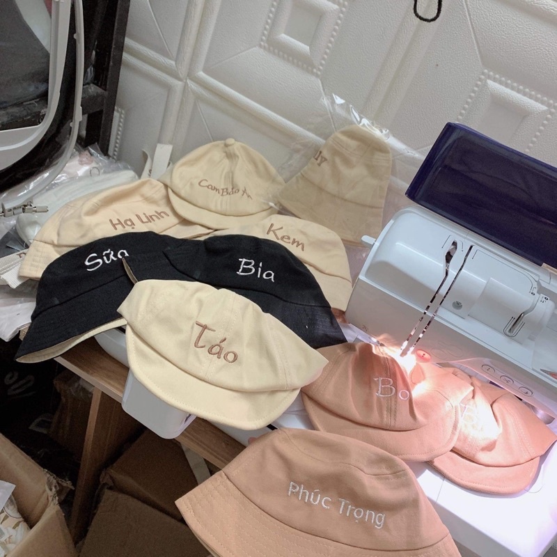 Mũ lưỡi trai/ mũ bucket thêu tên cho bé 🤎