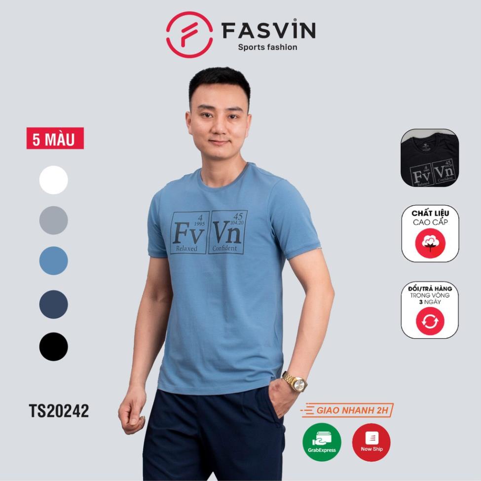 Áo thun nam cổ tròn Fasvin TS20242.SG áo phông nam với thiết kế mạnh mẽ khoẻ khắn chất vải mềm mịn thoáng mái 🏅