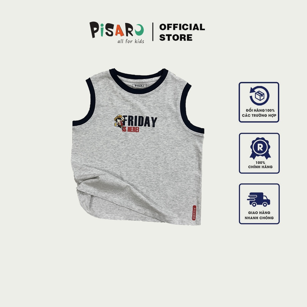 Áo ba lỗ bé trai bé gái PisaroKids 100% Cotton, áo thun trẻ em cao cấp co dãn mềm mịn