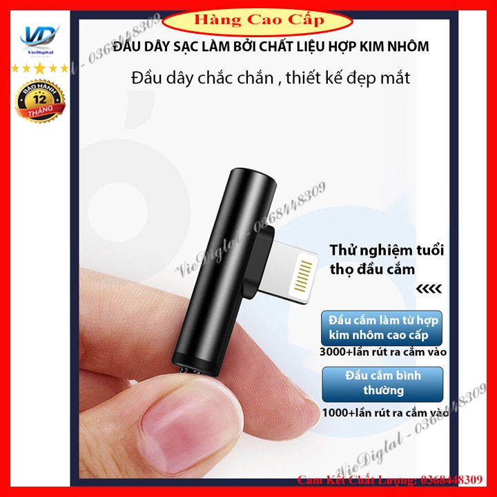 Cáp Sạc Nhanh IPhone chuyên dụng gaming đầu ngang có đèn led ,bọc dây dù Chống Đứt Gãy [ Bảo hành 6 tháng ]