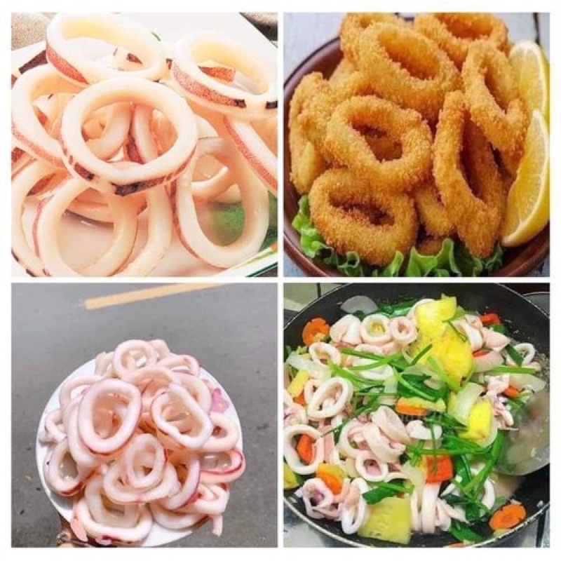 1 kg mực vòng cắt sẵn ❤️GIÁ SỈ❤️1kg siêu ngon xào chiên nướng