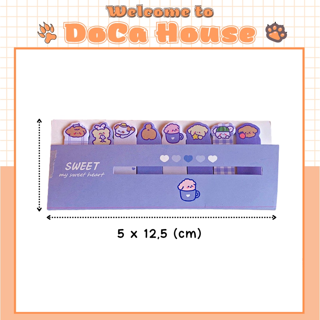 Set bookmark DOCA đánh dấu trang dạng dán, giấy note đánh dầu trang sách nhiều mẫu hình dễ thương