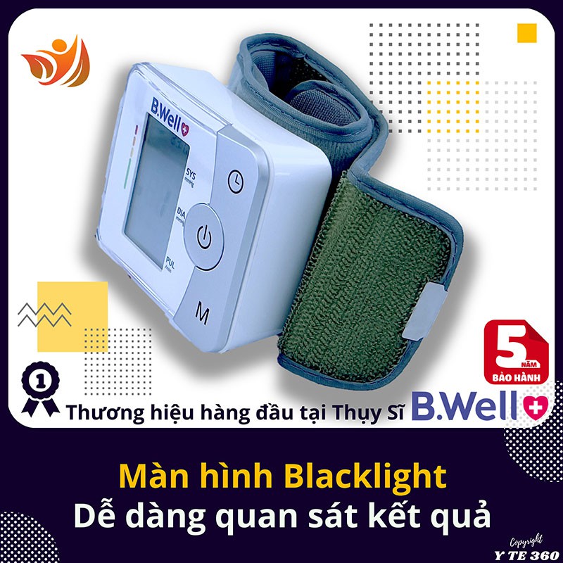 Máy đo huyết áp cổ tay điện tử tự động b.well med 57 - bwell y tế 360