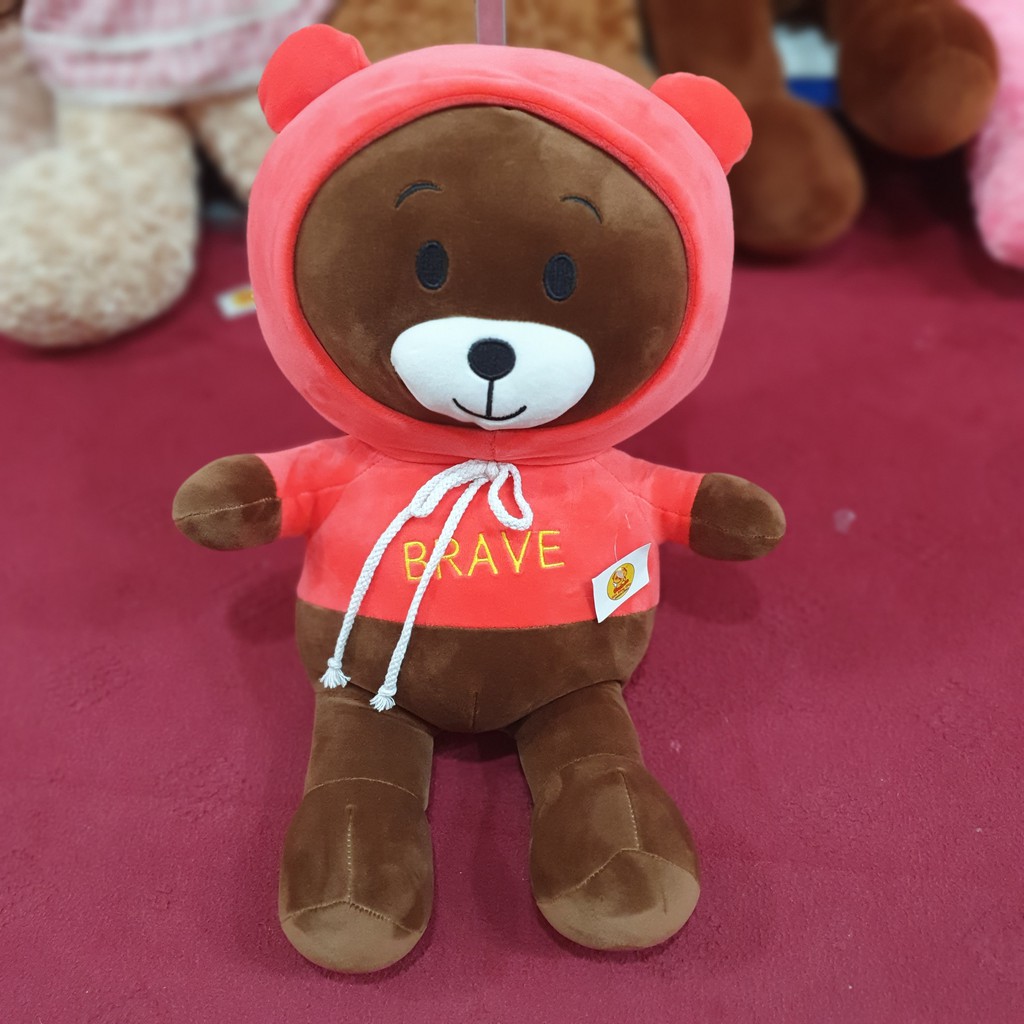 Brown brave áo mũ đỏ Gấu Bông City - chiều cao thực 55cm - thú nhồi nặng 550gr