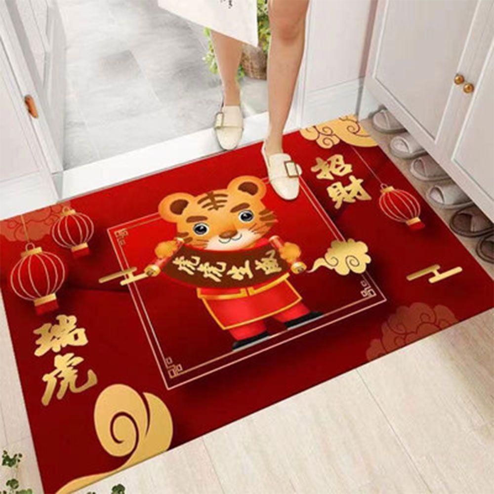 Thảm Trải Sàn Chống Trượt Màu Đỏ Mừng Năm Mới