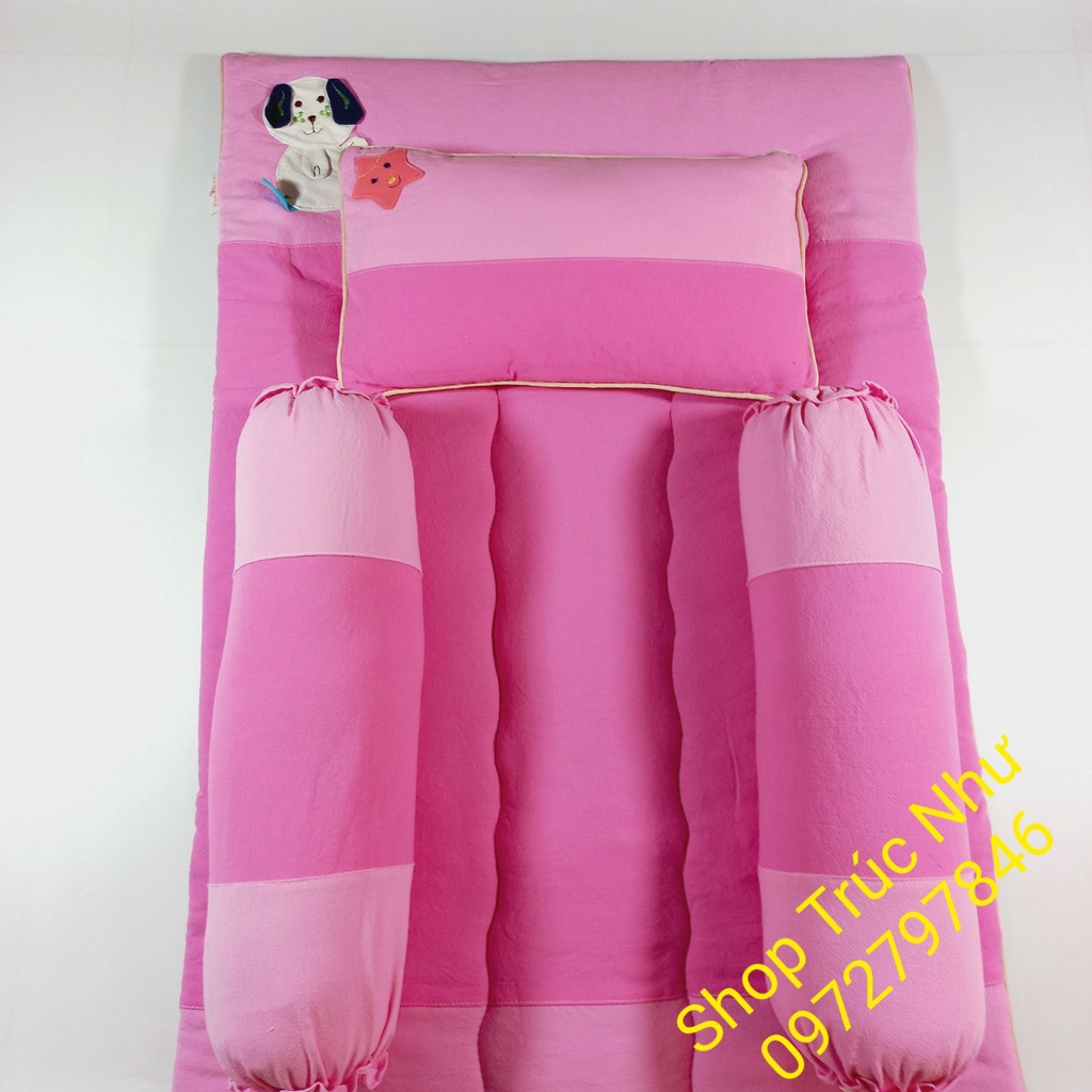 Bộ nệm gối em bé 4 món lót cũi thương hiệu Kimhome 0 đến 2 tuổi.