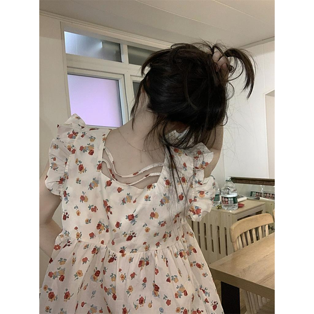 Áo Kiểu Cổ Vuông Tay Cánh Tiên Họa Tiết Hoa Nhỏ Xinh Xắn 63192