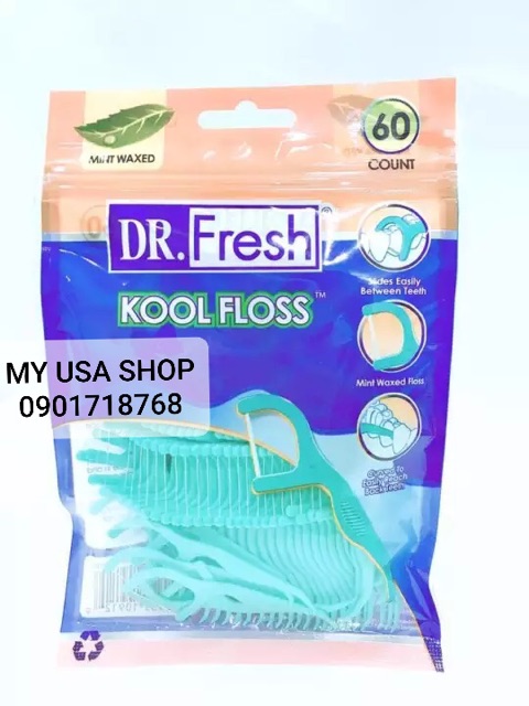 {Cam kết chính hãng} Tăm chỉ nha khoa Mỹ ❤️ Chỉ nha khoa Dr Fresh Kool Floss của Mỹ