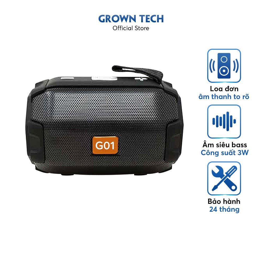 Loa bluetooth mini nghe nhạc kiêm đèn pin GrownTech E92 có đèn công suất lớn vỏ nhôm âm thanh chuẩn 2022