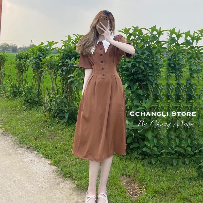 [ BIGSIZE ] Đầm chít eo cổ sen trắng từ 55-90kg