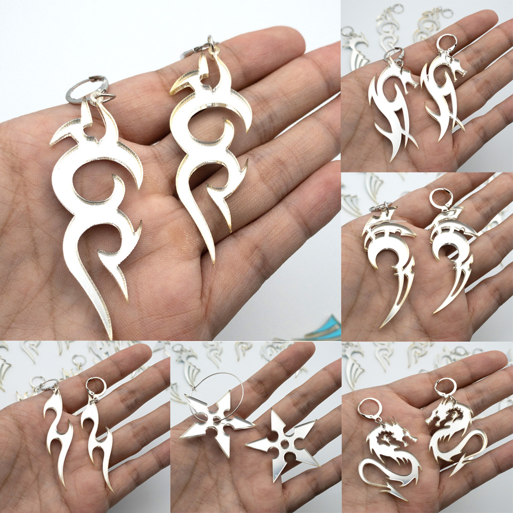 Bông Tai Hình Phi Tiêu Họa Tiết Rồng Thời Trang Cá Tính