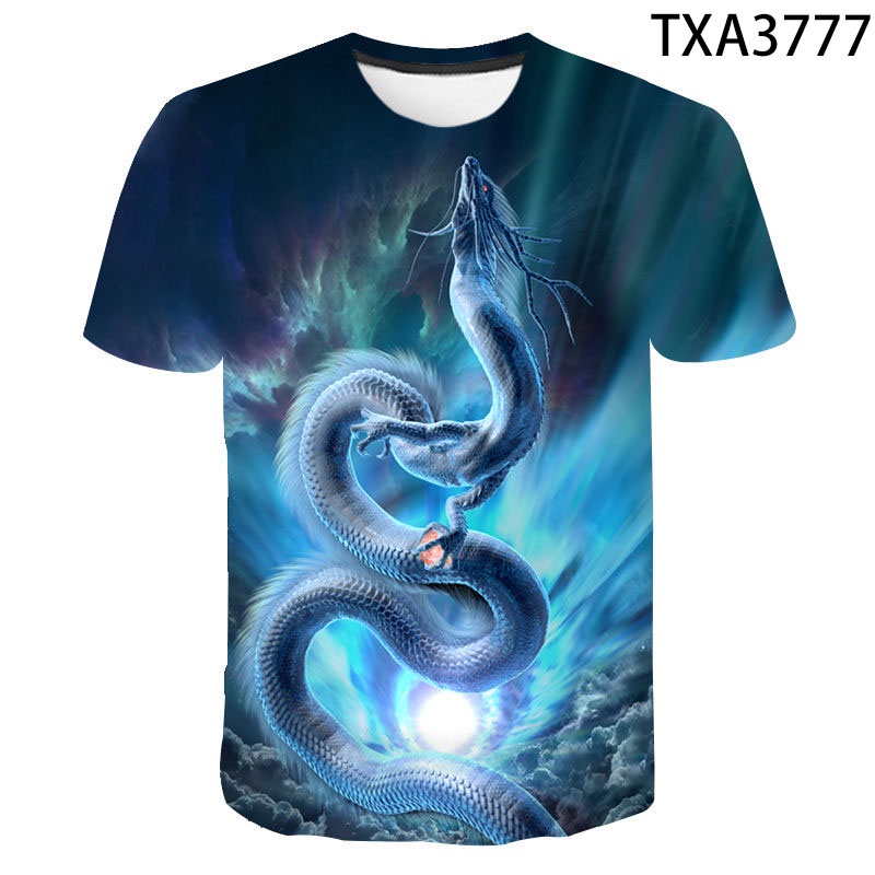 Áo Thun Tay Ngắn In Hình Rồng 3D Thời Trang Mùa Hè 2022 XS-3XL Cho Nam Nữ