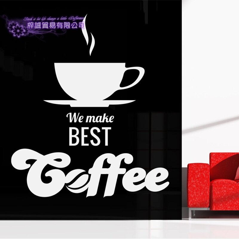 Miếng Dán Tường Trang Trí Hình Tách Cà Phê Chất Liệu Vinyl