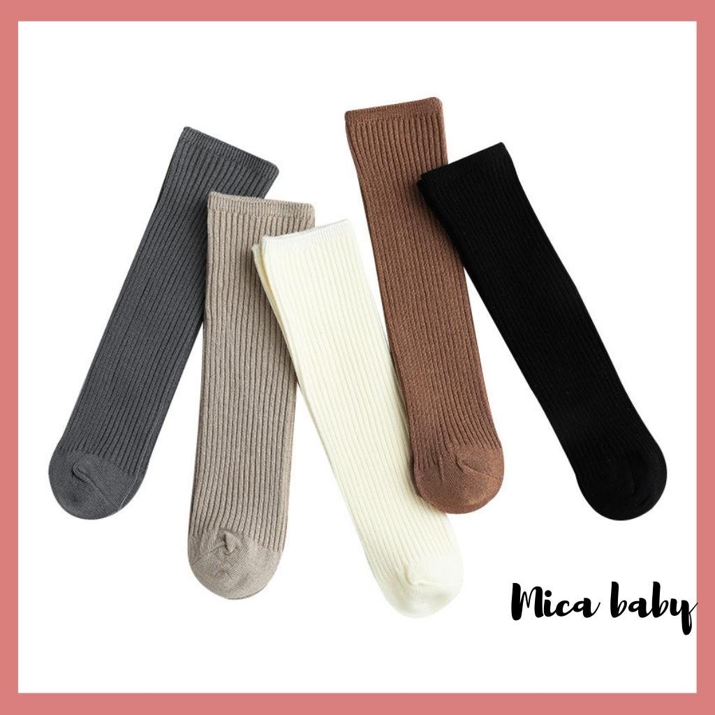 Tất vớ cổ cao màu trơn không gót đáng yêu cho bé từ 1-4 tuổi Mica baby T11