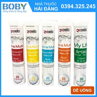 Tuýt C sủi Ultra Multi Extra Multivit Happy Life Rechoice bổ sung Biotin, vitamin C, E, B2, B3