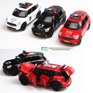 Mô hình xe Mini Cooper cảnh sát, cứu hỏa bằng kim loại - Tỷ lệ 1:32